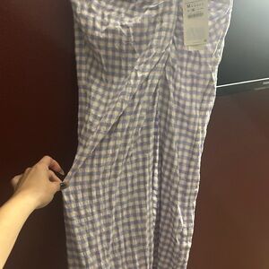 Zara Purple and White Checkered Skirt